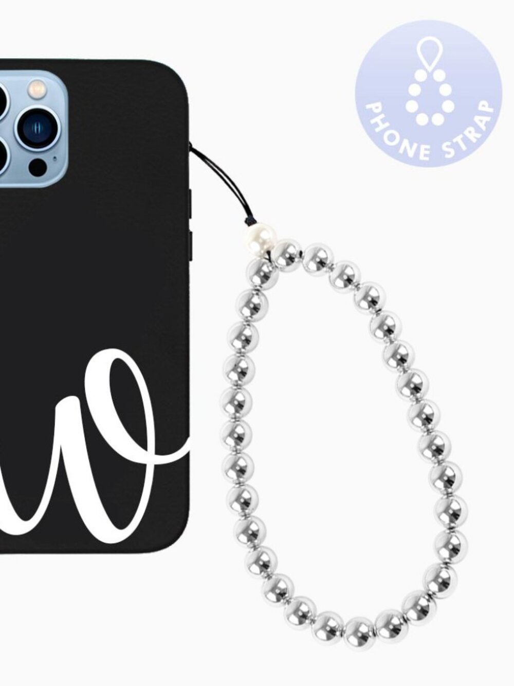 Pearl Pointed & Metal Ball Phone Strap (Small/10mm or Large/12mm)